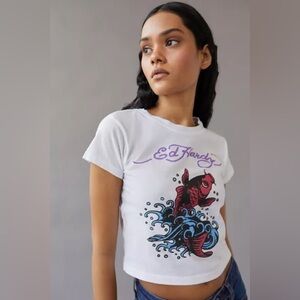 Ed Hardy Cropped Koi Fish Tee